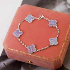 Van Cleef & Arpels four-leaf lucky purple chalcedony bracelet-3830  