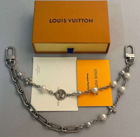 Louis Vuitton LV Letter Flower Pearl Double Chain Bag Belt Chain-3768