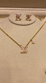Louis Vuitton LV pink enamel letter necklace-3773