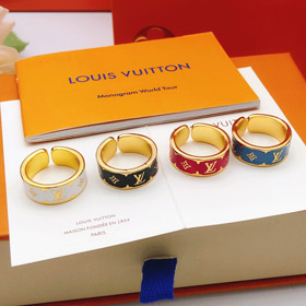 Louis Vuitton LV red oil drop letter flower ring-3775