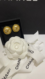 Celine pearl round button gold backpack buckle double C earrings-3799